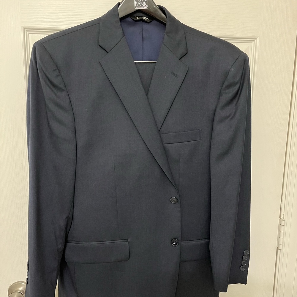 Jos A Bank mens navy blue suit 46 short tailored fit